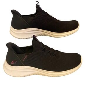 Skechers Bobs Sport Slip-ins Black Knit Sneakers Womens 9.5 Memory Foam Walking